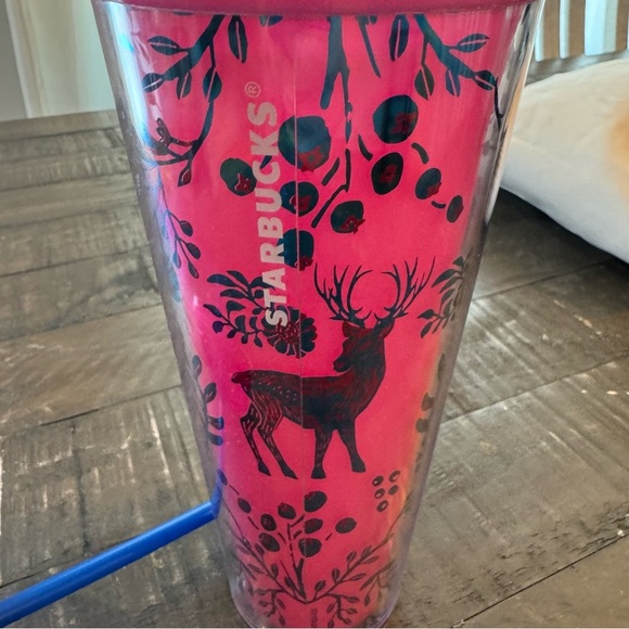 Starbucks 2022 Holiday ‘Woodland Lace Color Change" Pink Tumbler 24oz Venti - Picture 3 of 5